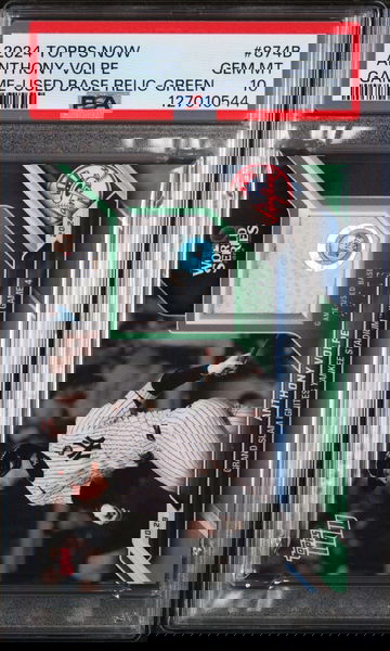 2024 Topps Now Game-Used Base Relic-Green Anthony Volpe #874B /75 PSA 10