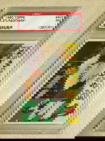 1960 Topps #403 Ed Sadowski PSA 7 NM GRAY BACK RED SOX