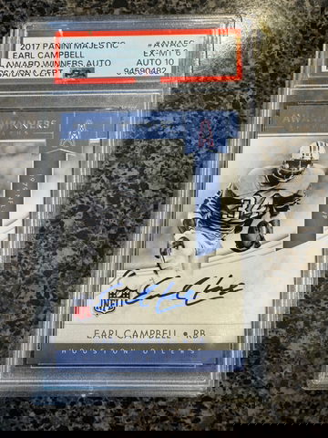 2017 Panini Award Winners Earl Campbell On Card Autograph HOF PSA 6 Auto 10