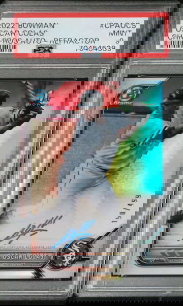 2022 BOWMAN 1ST OSCAR COLAS REFRACTOR AUTO /499 PSA 9