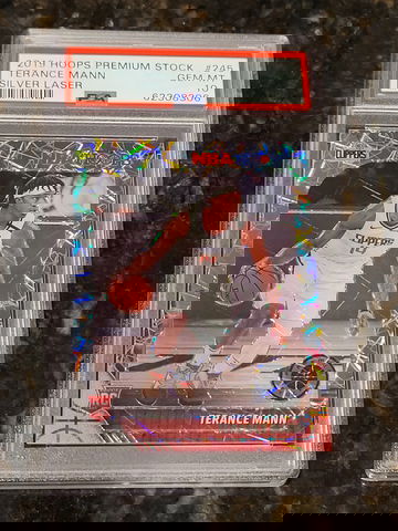 2019-20 Premium Stock Terance Mann Silver Lazer Prizm Rookie RC #245 PSA 10 GEM!