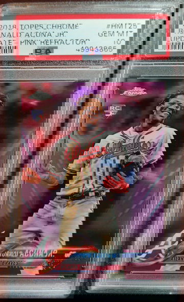 2018 Topps Chrome Update #HMT25 Ronald Acuna Jr. Pink Refractor PSA 10