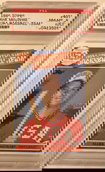 1985 Topps Mark McGwire RC PSA 8 (OC)
