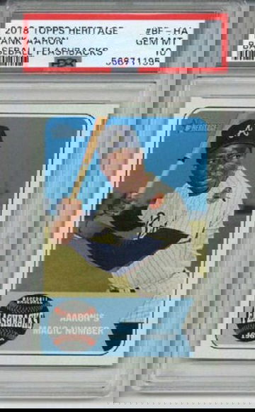 2018 TOPPS HERITAGE BASEBALL FLASHBACKS #BF-HA HANK AARON BRAVES PSA 10