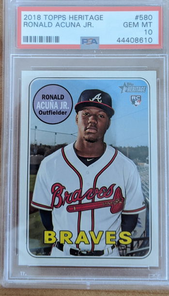 2018 Topps Heritage 580 Ronald Acuna Jr. RC PSA 10 GEM MINT 