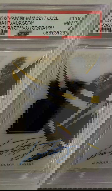 2018 Panini Immaculate NFL Lamar Jackson Ravens /99 RPA PSA 9