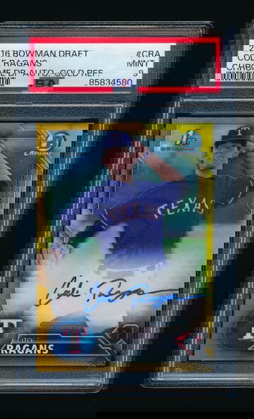 2016 Bowman Chrome Draft Cole Ragans Gold Refractor Auto RC /50, PSA 9 MINT