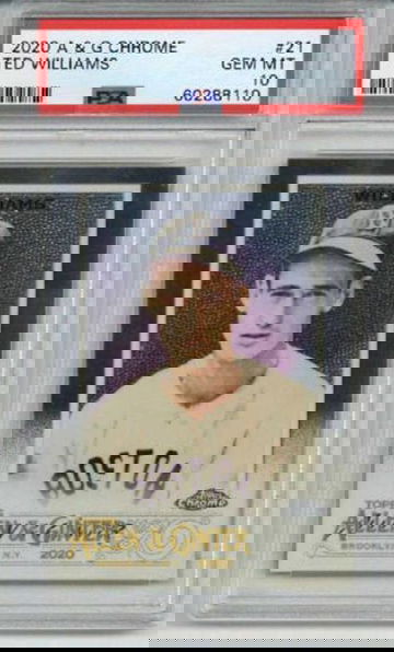 2020 TOPPS ALLEN & GINTER CHROME #21 TED WILLIAMS CARD RED SOX PSA 10