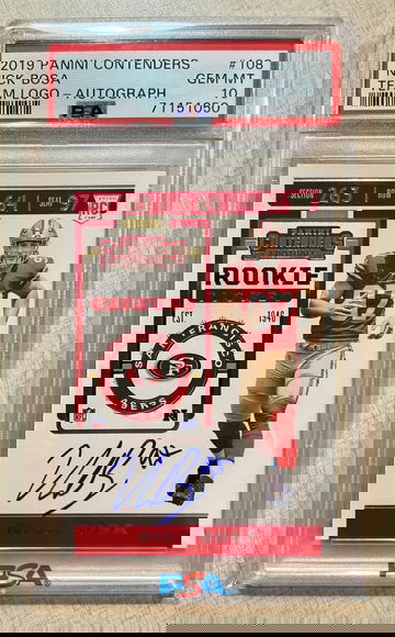 2019 Contenders Football NICK BOSA Rookie Ticket RPS Auto SP GEM MT PSA 10 POP 14!