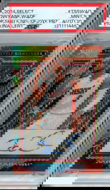 2024 PANINI SELECT TOP SHELF SIGNATURE DWYANE WADE TIEDYE 12 OF 25 PSA 9 AUTO 10