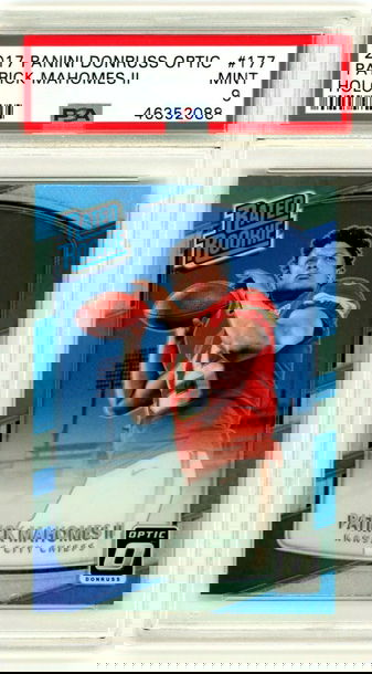 PATRICK MAHOMES 2017 Panini Donruss Optic HOLO SILVER Rookie Card RC PSA 9 Mint