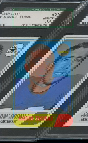 1968 Topps #109 Aaron Thomas New York Giants SGC 92 NM/MT+ 8.5