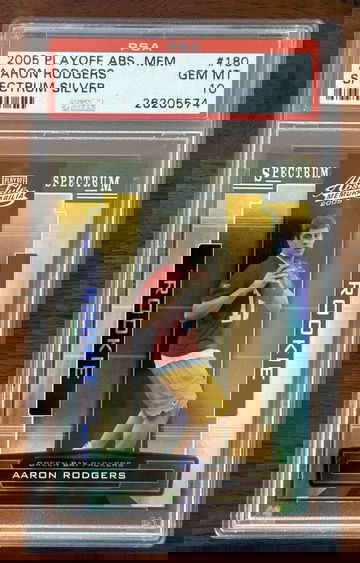2005 Absolute Memorabilia Aaron Rodgers Rookie Card RC 038/100 Spectrum Silver PSA 10 Gem Mint pop 1