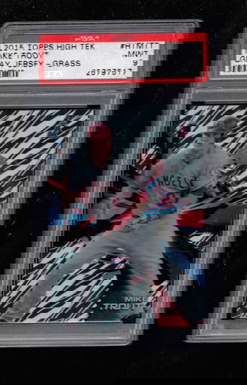 2015 Topps High Tek HTMTT Mike Trout Gray Jersey - Grass PSA 9 MINT