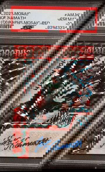 2022 Panini Mosaic Autographs Mosaic Red Joe Namath #AMJN PSA 10