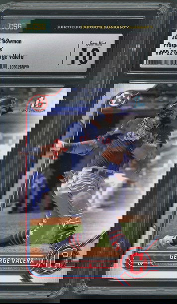 2022 Bowman Prospects George Valera BP-22 Bowman 1st - CSG Gem Mint 10