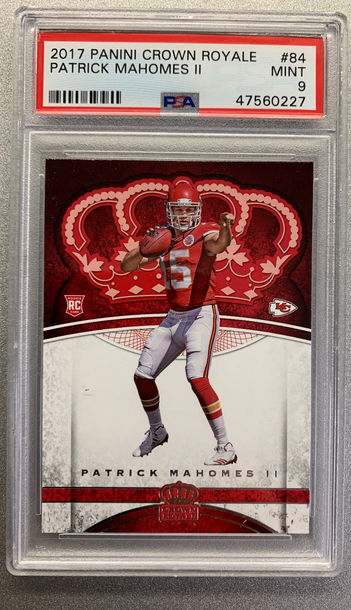 PATRICK MAHOMES 2017 CROWN ROYALE ROOKIE PSA 9 MINT