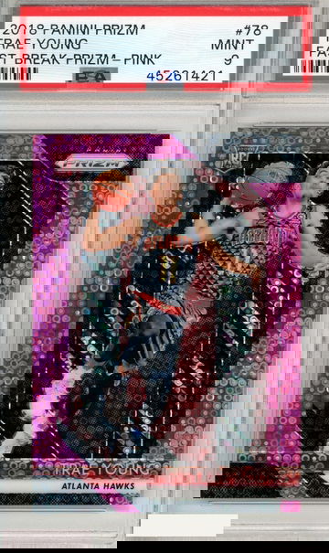 2018 PANINI PRIZM TRAE YOUNG #78 FAST BREAK PRIZM-PINK PSA 9 MINT ROOKIE RC