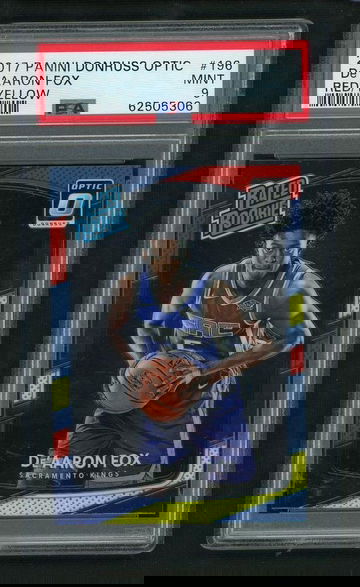 2017 Donruss Optic Rated Rookie Red and Yellow De'Aaron Fox #196 PSA 9