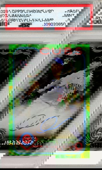 2024 TOPPS CHROME UP RKIE AUTOS SHOTA IMANAGA #RASI GRN YLW LAVA PSA 9