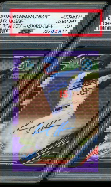 2019 Bowman Chrome KODY HOESE Purple Refractor Auto RC PSA 10 Autograph #061/250 Los Angeles Dodgers