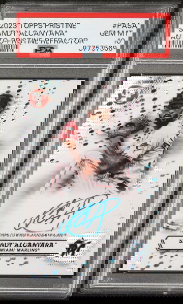 2023 TOPPS SANDY ALCANTARA PRISTINE PRISTINE AUTOGRAPH AUTO-PRISTINE REFRACTOR #PASA PSA 10