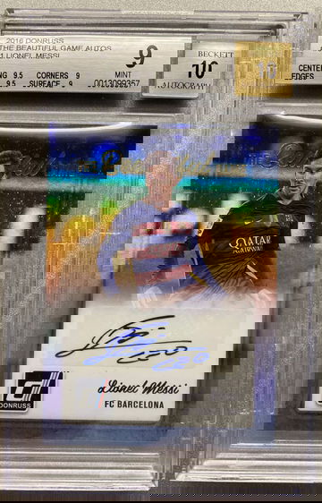 LIONEL MESSI 2016 DONRUSS THE BEAUTIFUL GAME AUTO BGS 9 MINT AUTO 10
