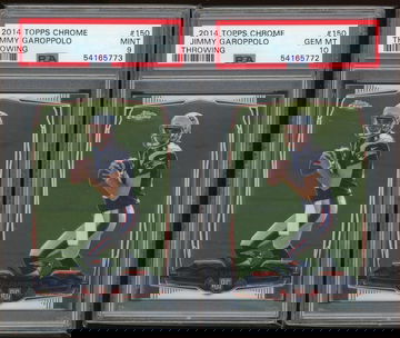 2014 Topps Chrome Jimmy Garoppolo Throwing 1 PSA 10 and 1 PSA 9 
