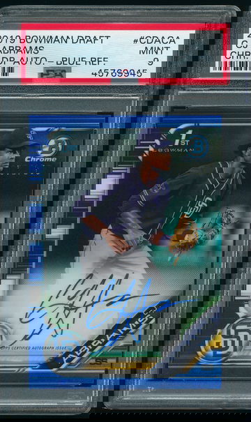 2019 Bowman Chrome Draft CJ Abrams Blue Refractor Auto /150 PSA 9 Mint