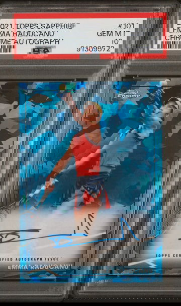 2021 Topps Chrome Tennis Sapphire Emma Raducanu RC PSA 10