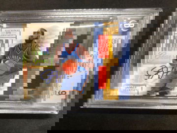 JAMES HARDEN 2009-10 National Treasures #49 Rookie Dual Patch#/49 Auto  BGS 9