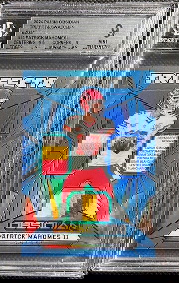 2024 Panini Obsidian Patrick Mahomes Trifecta Laundry Tag Patch /25 BGS 9 MINT