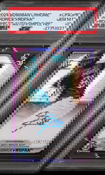 2024 Bowman Chrome Prospect Autographs Prospect Auto-Purple Ref Jurdrick Profar #CPAJPR /250 PSA 10