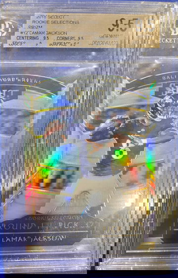 2018 SELECT ROOKIE SENSATIONS PRIZM LAMAR JACKSON BGS 9.5