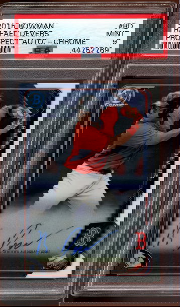 Rafael Devers 2015 Bowman Chrome Prospect Auto PSA 9