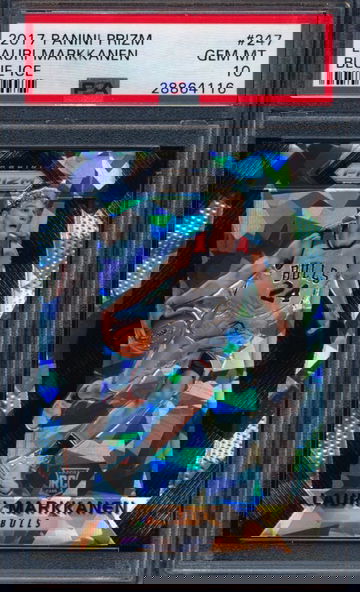 Lauri Markkanen 2017 Prizm Blue Ice RC PSA 10