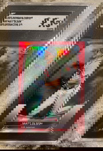 2023 Bowman Chrome Matt Olson Red Refractor  3/5 Atlanta Braves SGC 9.5 Pop 1