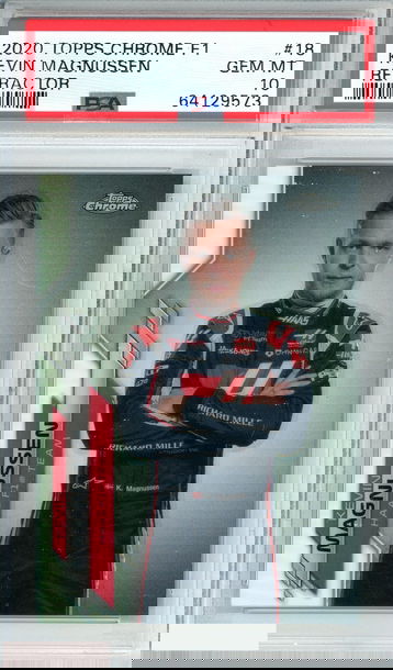 2020 TOPPS CHROME F1 KEVIN MAGNUSSEN #18 REFRACTOR HAAS F1 TEAM PSA 10 GEM MT