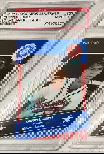 1991 PROCARDS ALL-STARS #33 CHIPPER JONES MINT-9 ( MACON BRAVES)