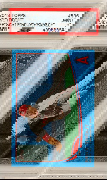 2013 Topps #536 Mike Trout Silver Slate Blue Sparkle PSA 9 MINT!