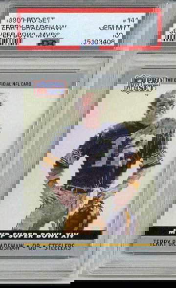 1990 PRO SET SUPER BOWL MVP'S #14 TERRY BRADSHAW STEELERS PSA 10 LOW POP RARE