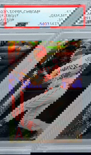 2020 TOPPS CHROME #1 MIKE TROUT REFRACTOR PSA 10