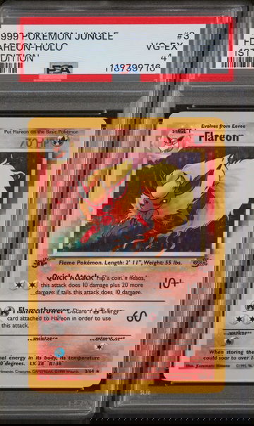 1999 Pokemon Jungle 1st Edition Holo Flareon #3 PSA 4
