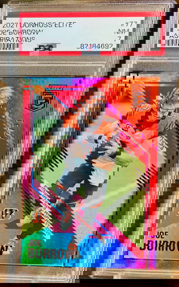 2021 Joe Burrow Aspirations /91 Panini Elite Holo Refractor PSA 7