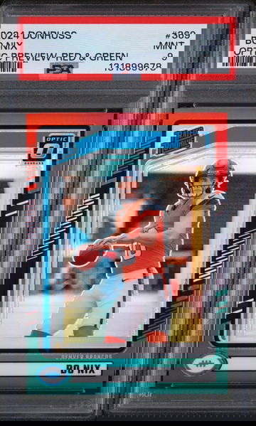 2024 Donruss Optic Rated Rookie Preview Red and Green Bo Nix #369 PSA 9