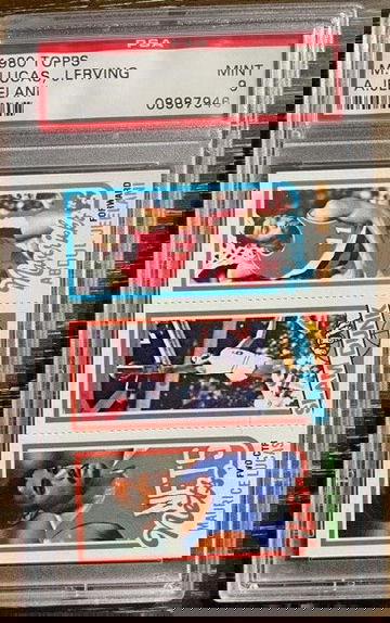 1980 Topps Julius Erving (Dr. J) Slam Dunk, Maurice Lucas, & Abdul Jeelani PSA 9