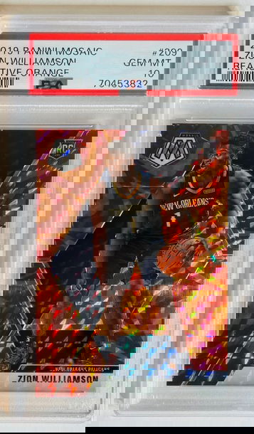 2019-20 Panini Mosaic #209 Zion Williamson Reactive Orange Prizm Rookie PSA 10