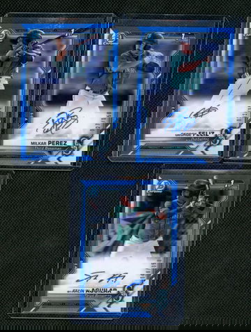 2021 Bowman Chrome Blue Auto /150 Lot - Starlin Aguilar, George Feliz & Milkar Perez