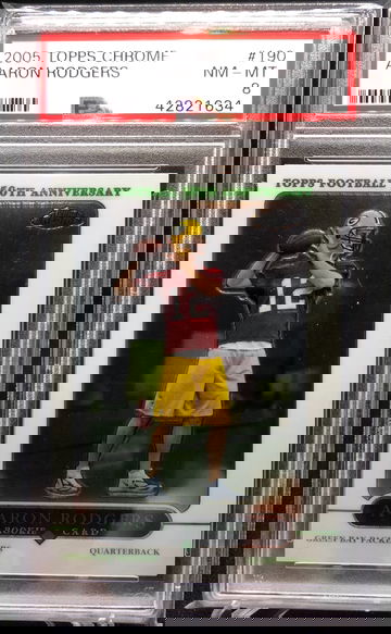2005 Topps Chrome Aaron Rodgers RC PSA 8