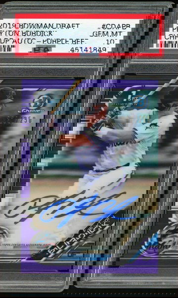 2019 Bowman Chrome PEYTON BURDICK Purple Refractor Auto RC PSA 10 Rookie #230/250